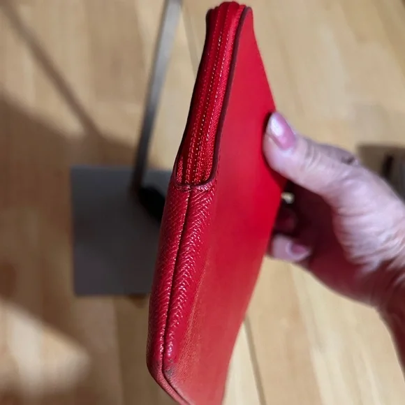 Coach Red Zip Pouch with Black Logo Print - Picture 4 of 7